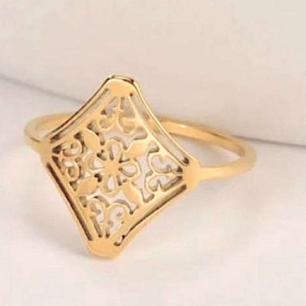 NEW Unisex 14k Gold-Plated PVD Stainless Steel Filigree Ring Sz 7‎